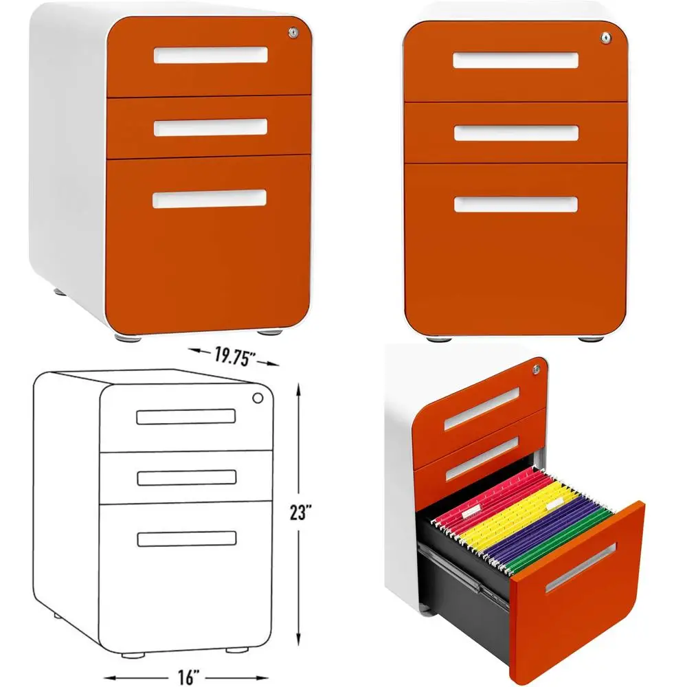 

3 Drawer Lockable Metal File Cabinet for Under Desk, Suitable for Legal/Letter Size Files