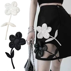 Black White Fabric Flower Brooch Pins Exaggerated Corsage Fashion Jewelry Brooches for Women Shirt Collar Accessories