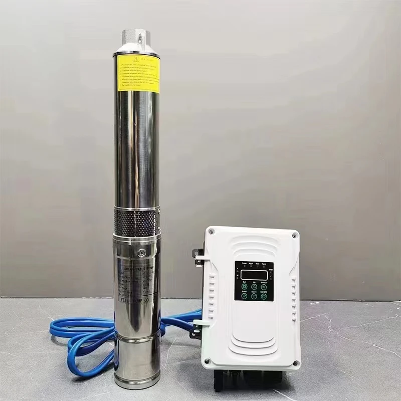 

1.25 Inch 65m Automatic AC/DC Switching Solar Pump 750W Brushless izable OEM Copper Submersible Agricultural Clean Water