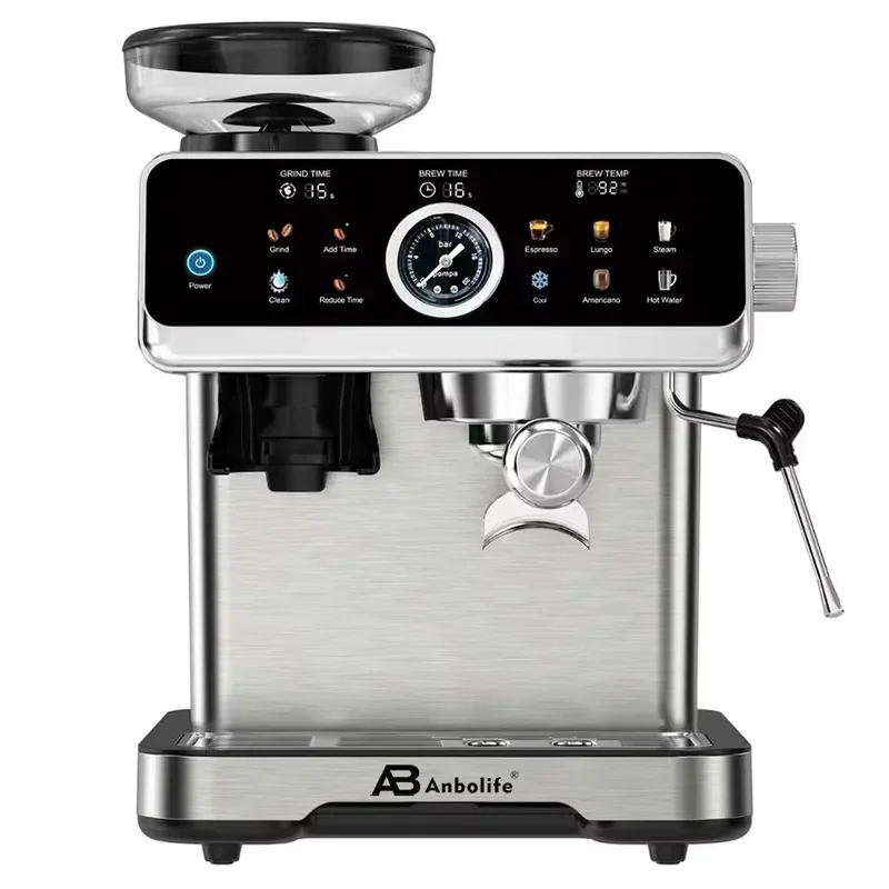 Anbolife Stainless Steel Espresso Coffee with Steam Milk Frother Programmable OEM&ODM Coffee Machine Brew System