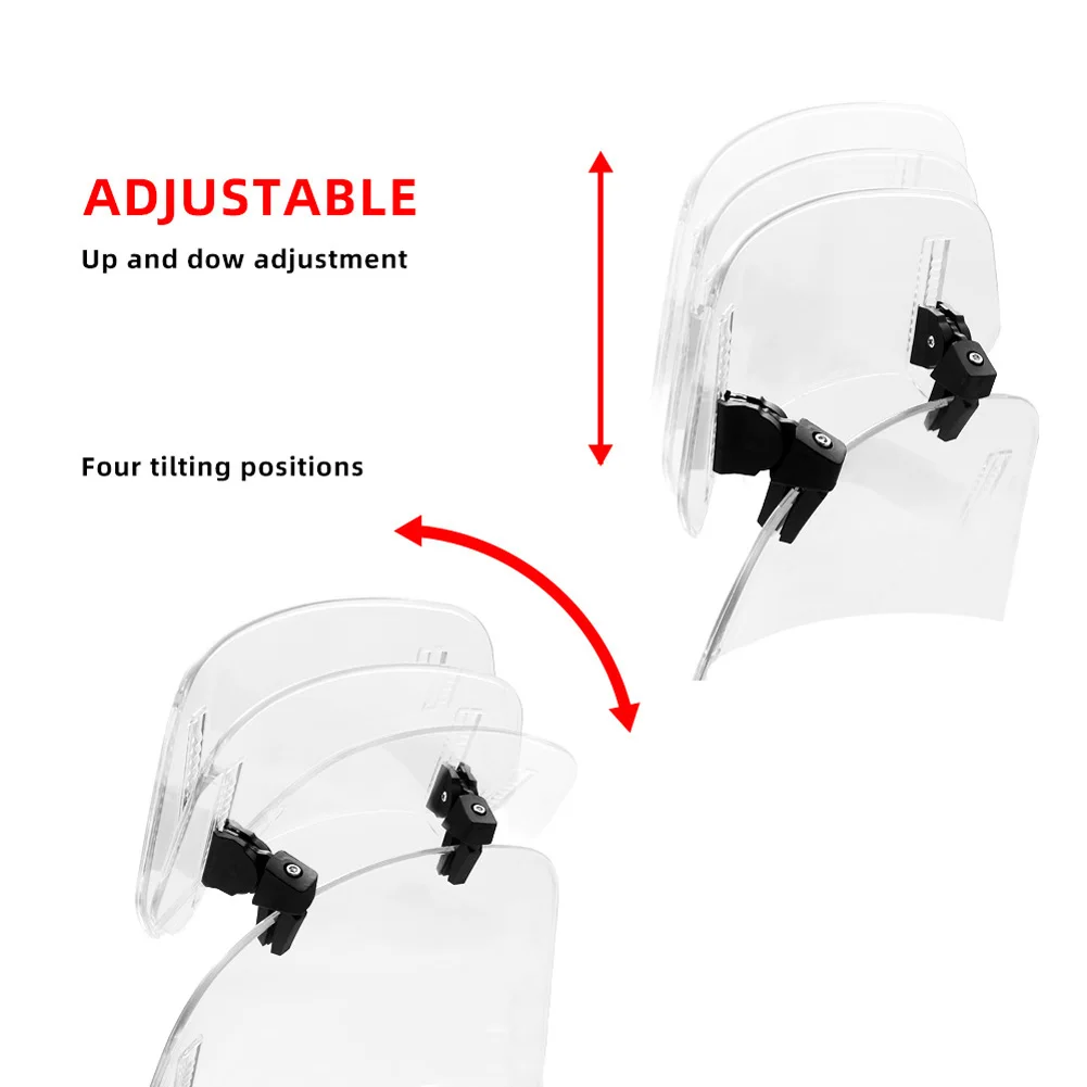 Motorcycle Windshield Extension Universal Adjustable Clip On Windscreen Wind Deflector Clear Lens Heightened Windshield Spoiler