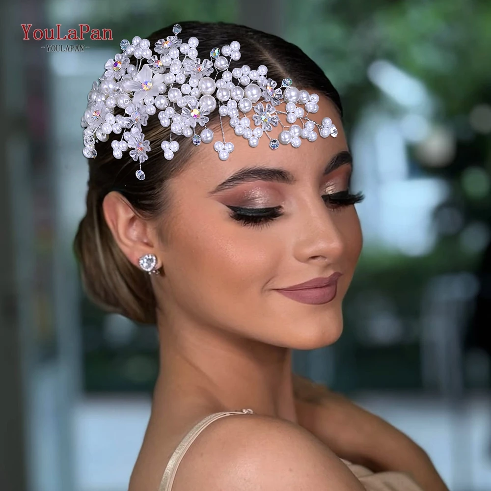 

YouLaPan Elegant Bridal Headband Wedding Headpiece Bride Pearl Hair Accessories Women Hair Band Party Flower Headwear HP887