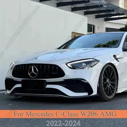 Car Front Splitter For Mercedes Benz C Class W206 S206 C200 C260 C43 AMG Front Bumper Lip 2022 2023 2024 Protector Kits