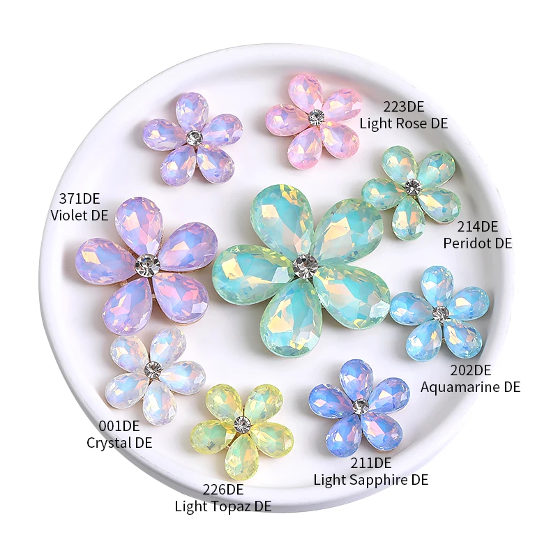 Mocha Crystal Rhinestones With Metal Base for Sewing Wedding Dress Accessories Flower Shape Glass Stones For Clothing Decoration