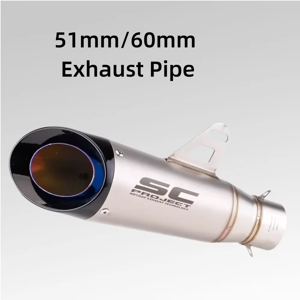 51mm/60mm Double Layer Style Motorcycle Exhaust Muffler, Racing Loud Sound Modified Escape Pipe Fit Kawasaki Ninja Z250