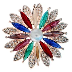 CINDY XIANG Rhinestone Sunflower Brooches For Women Winter Fashion Coat Pin Flower Accessories High Quality New 2022