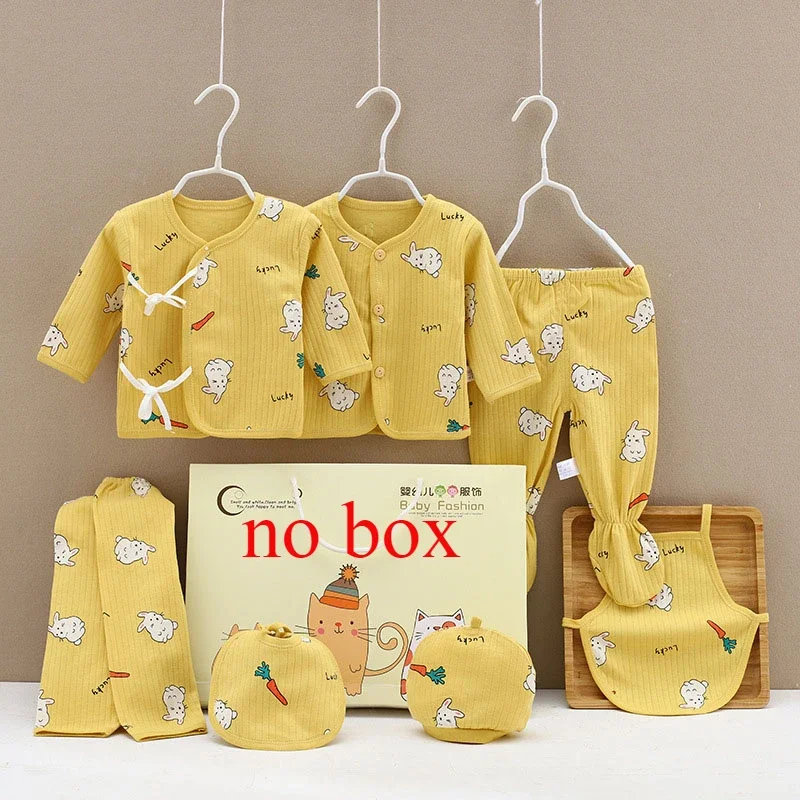 Neugeborenen-Kleidungsset für Jungen und Mädchen, Cartoon-Langarm-Body + Hose + Mütze, 7-teiliges Set – Detail 1