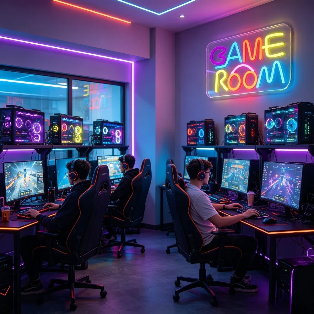 Game Room Neon Sign LED Light for Home Gaming Setup Decor USB Rechargeable Night Light Acrylic Wall Art Gift for Friends Family
