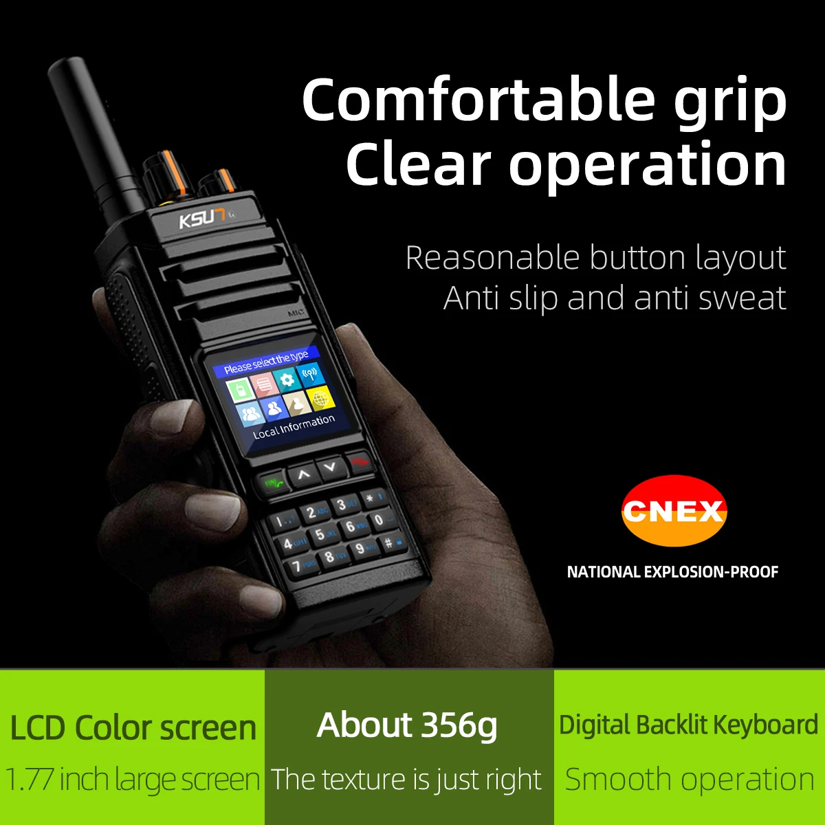

KSUN CT82 POC Global Platform Dual Sim Card Smartphone Encrypted Explosion Proof Radio Walkie Talkie for Natural Gas Coal Mines
