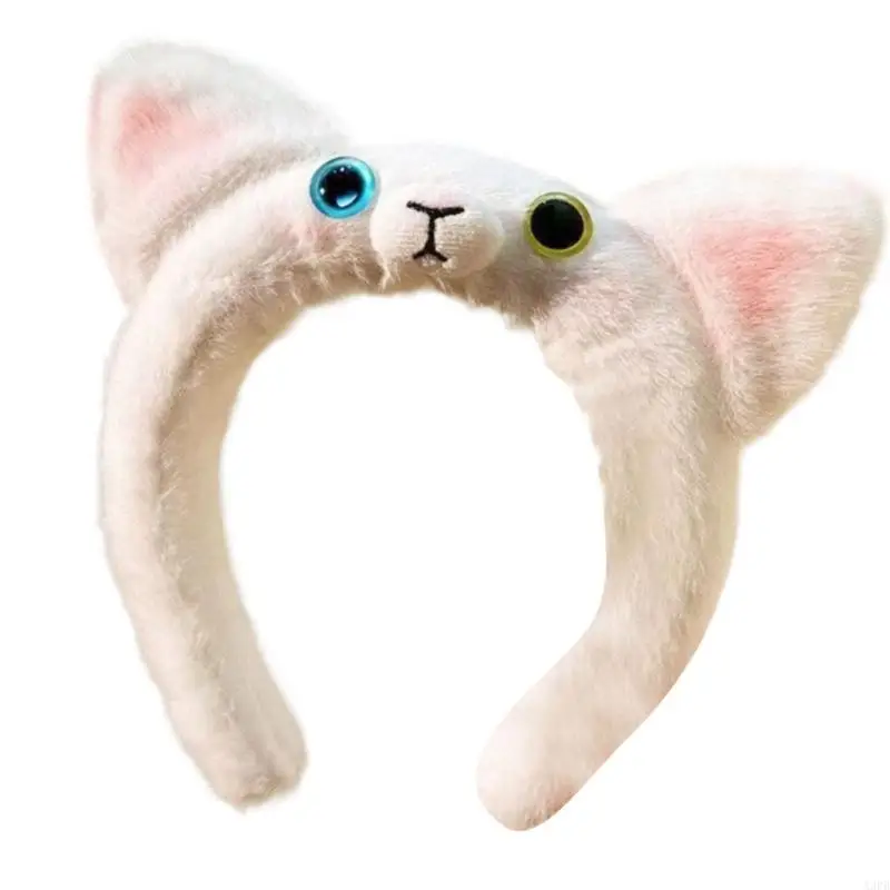 Mooie pluche katten oor haarband rekbare gezicht wassen haarhoepel voor vrouwen en meisjes cosplay party dressingup foto