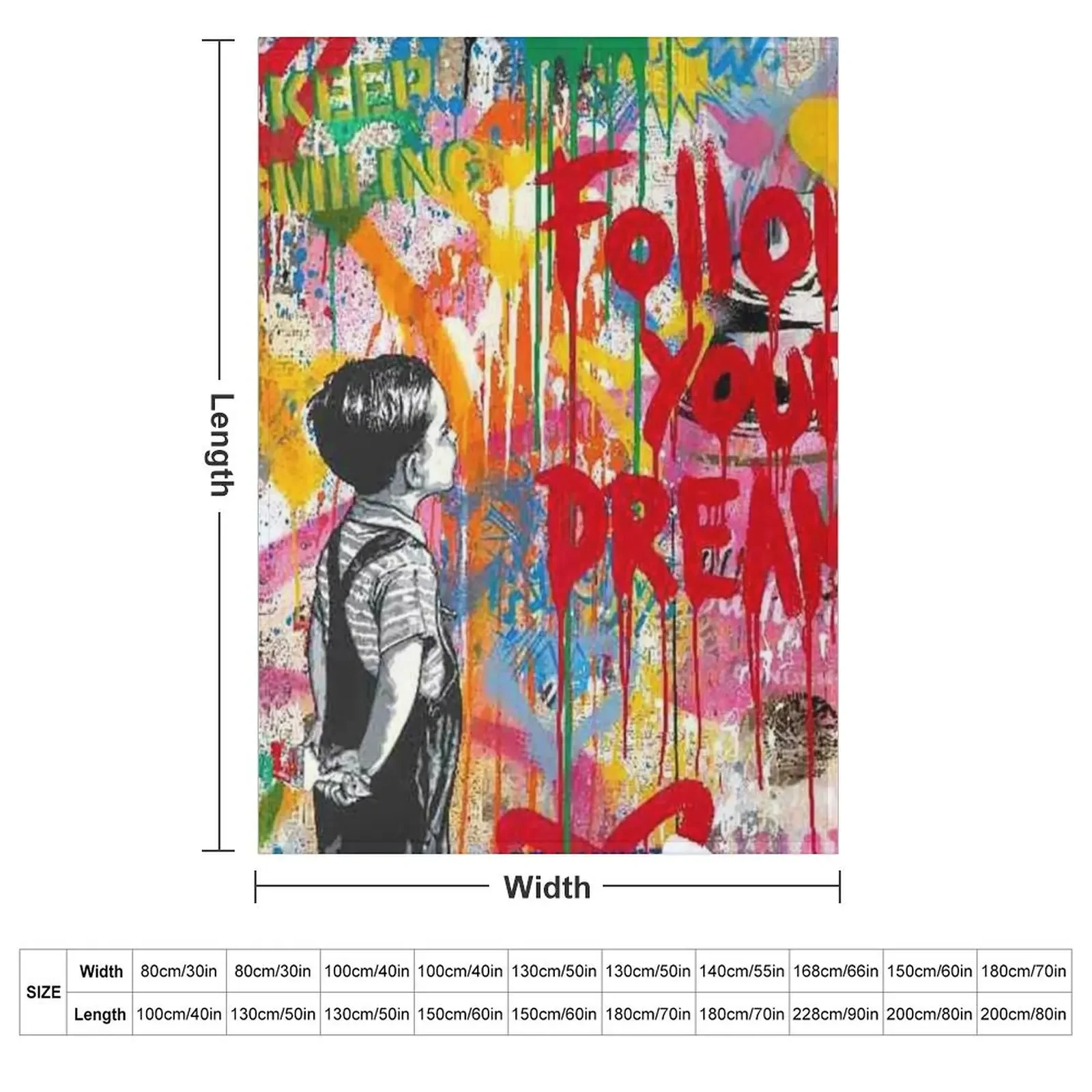 Follow Your Dreams Boy Street Art Collage Slogan Throw Blanket cosplay anime wednesday Blankets