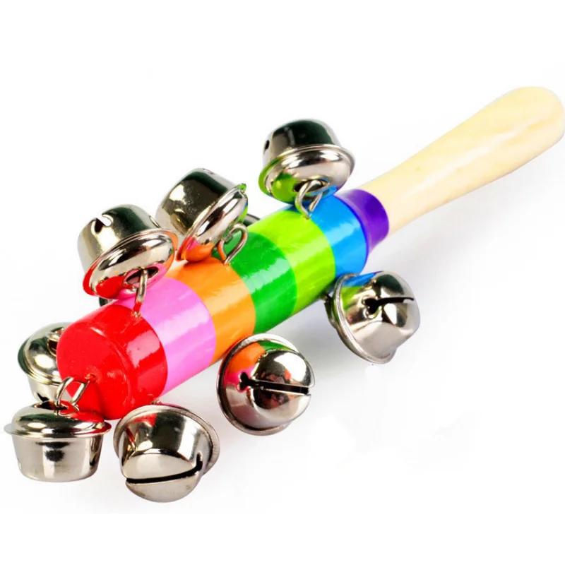 Colorful Wooden Bell Toys Instruments Baby Rattles 10 Percussion String of Bells for Kids Gift