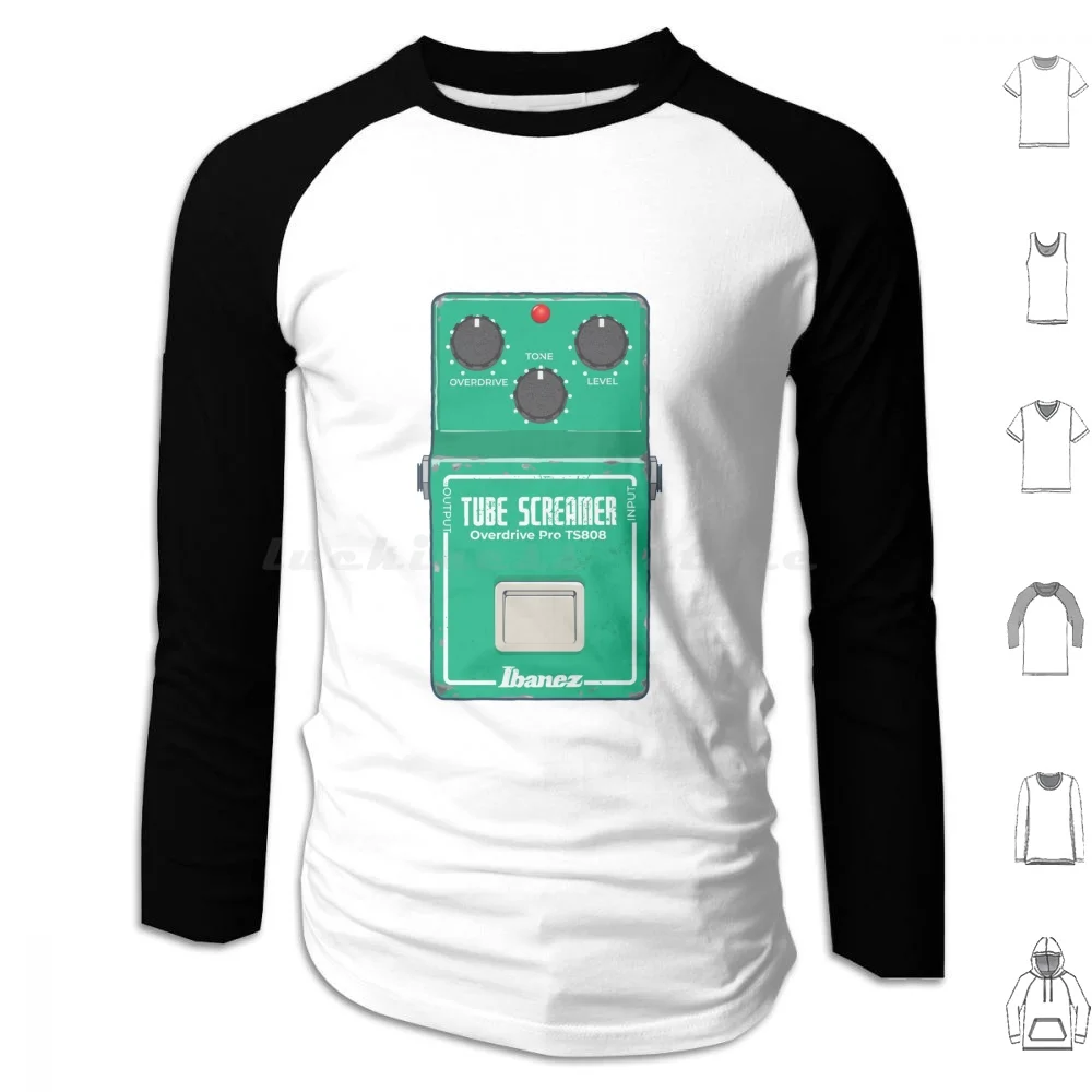 Tube Screamer Guitar Pedal Hoodie Cotton Long Sleeve Guitar Guitarist Guitar Pedal Tube Screamer Cool Musician Band