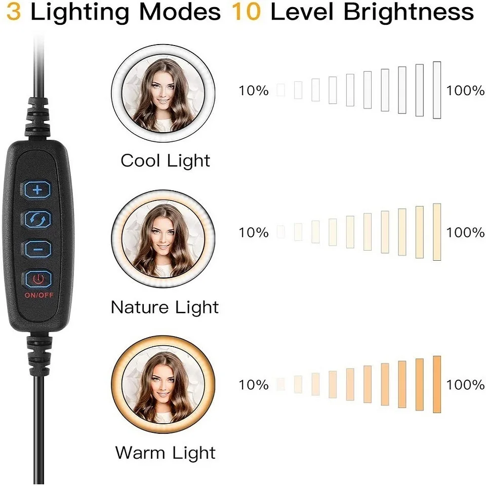 Koło LED lampa Selfie wypełnij lampa pierścieniowa ze statywem stojak z uchwytem na telefon makijaż fotografia YouTube filmy przekaz na żywo Ringlight