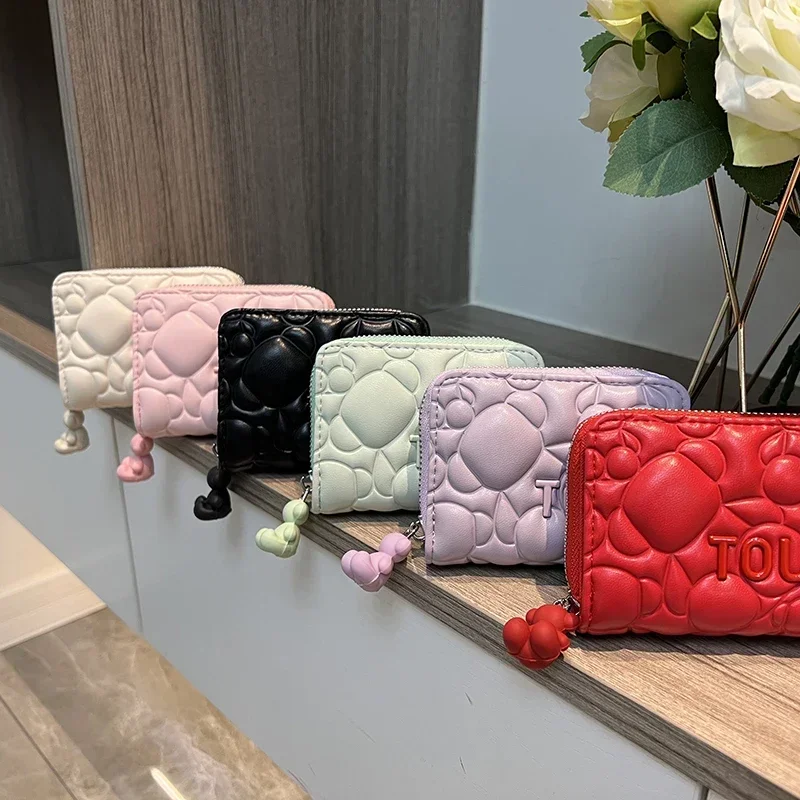 Carralero Aurora,  cartera de color sólido con oso español europeo y americano, tendencia de moda, cartera para mujer