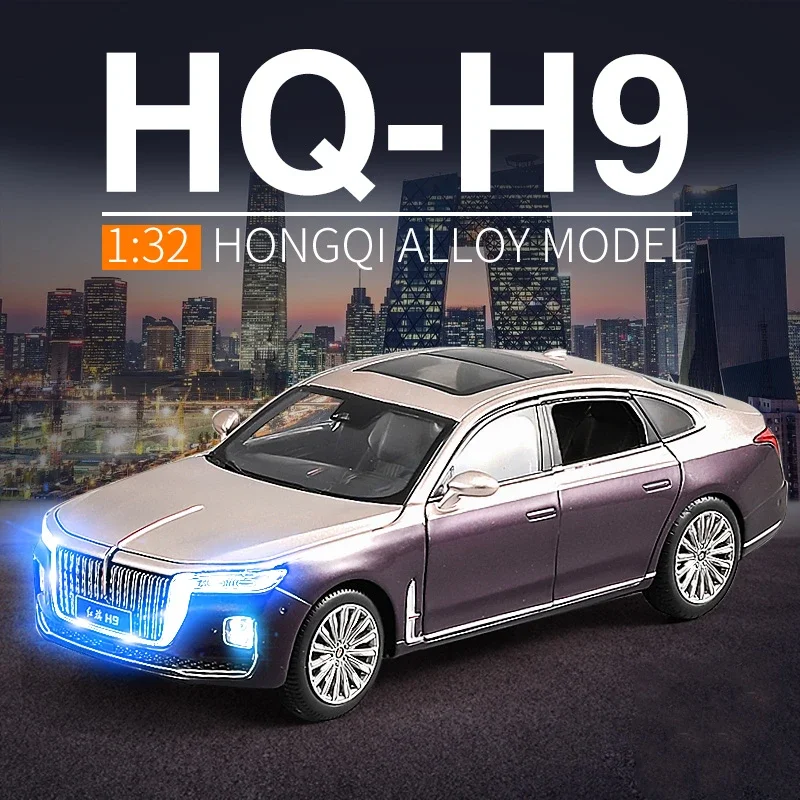 

1/32 Hong Qi Limousine H9 Alloy Car Model Diecast Toy Vehicles Metal Car Model High Simulation Sound Light Collection Decoration