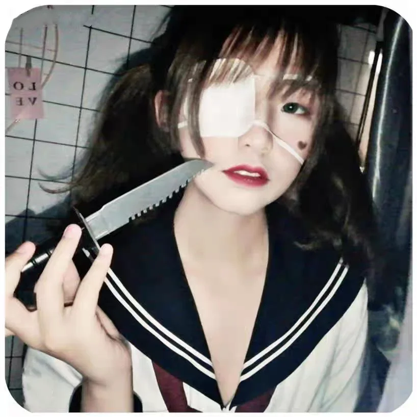 할로윈 파티 애니메이션 소품 역할극 부드러운 단안 백색 눈가리개 로리타 코스프레 의상 액세서리 조절 가능한 눈가리개