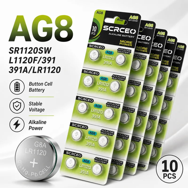 Button Cell Battery LR1120 AG8 1.5V, SR1120SW Compatible, Lithium Manganese Dioxide, For Calculators, Watches, 2-100PCS