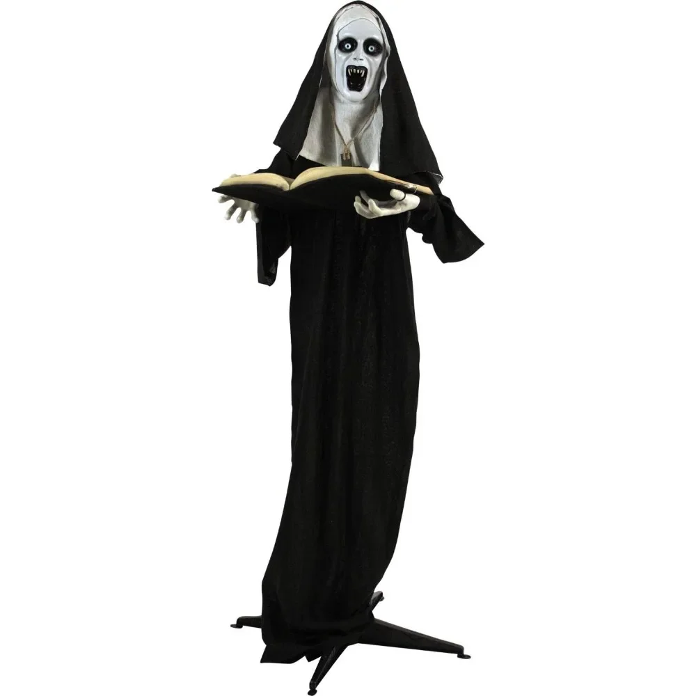 

Life-Size Scary Talking Witch Nun Halloween Animatronic with Touch Activated Lights and Sound, Battery Operated Covered Outdoor