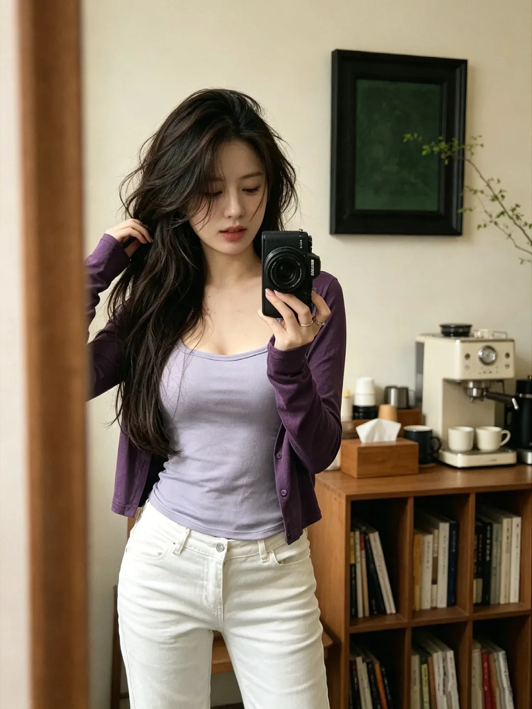 

Summer Long Sleeve Open Cardigan Two-Piece Set plus Size Purple U-Neck Tank Top Trendy plus Size Women's Fashion Set