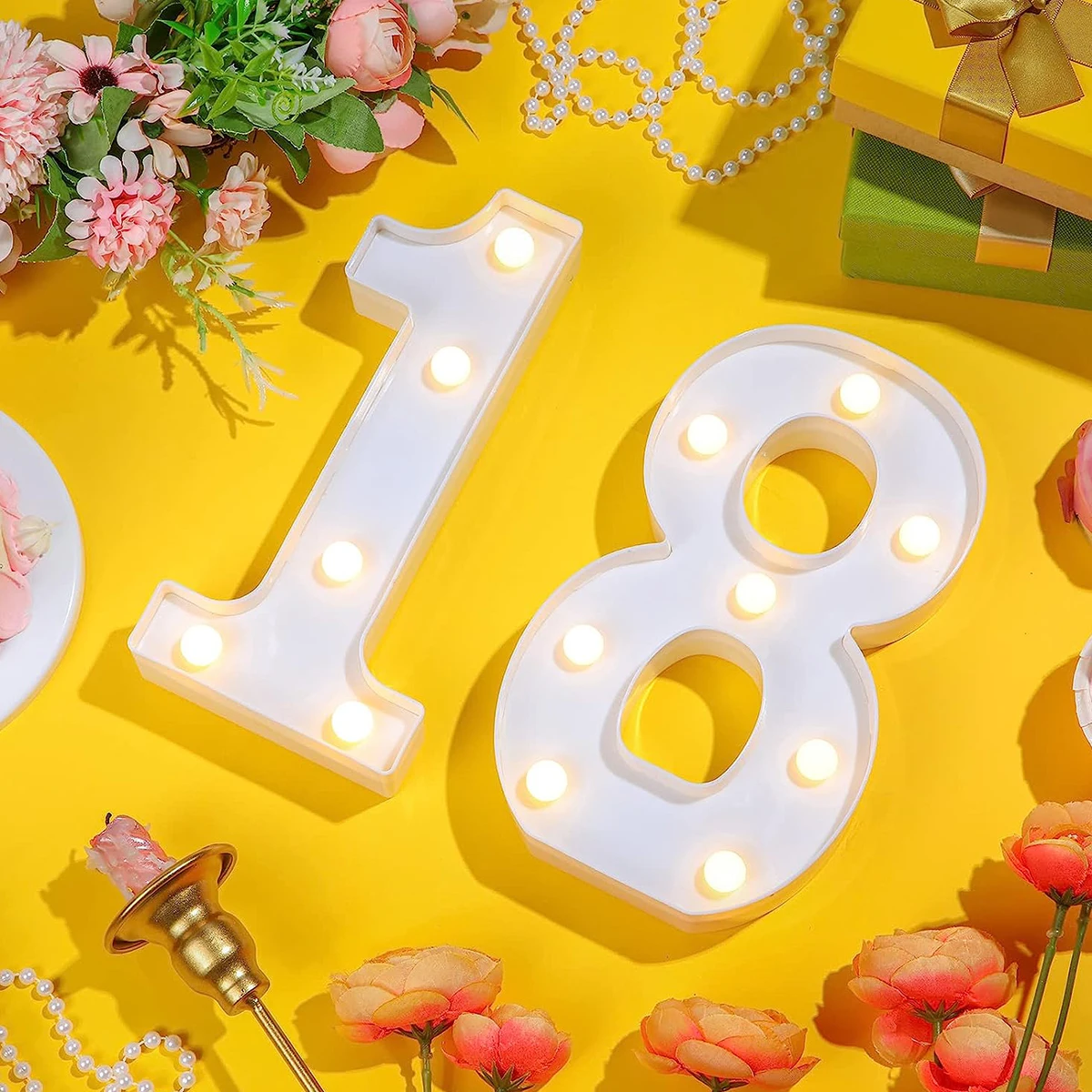 Number LED Night Lamp 26 Letter 1st 18 21 30 40 50 Birthday party decor kids Wedding Birthday Party Decoration Baby Shower Decor