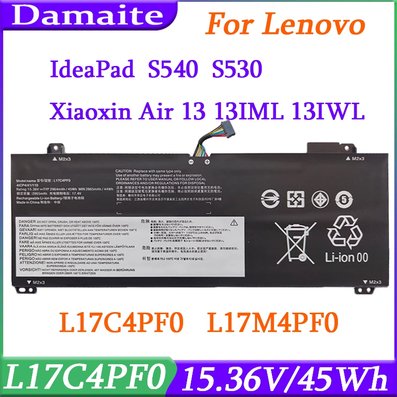 

L17C4PF0 45Wh Laptop Battery For Lenovo Xiaoxin Air 13 13IWL 13IML Ideapad S530-13IWL Series L17M4PF0 5B10R38649 5B10W67314