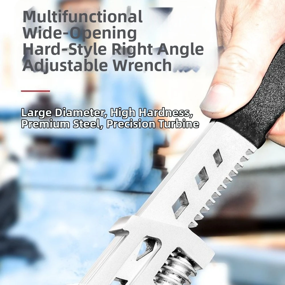 10/12/15 Inch Size Universal Adjustable Wrench Large Opening Movable Jaw F Type Right Angle Wrench Right Angle Design Wide Jaw