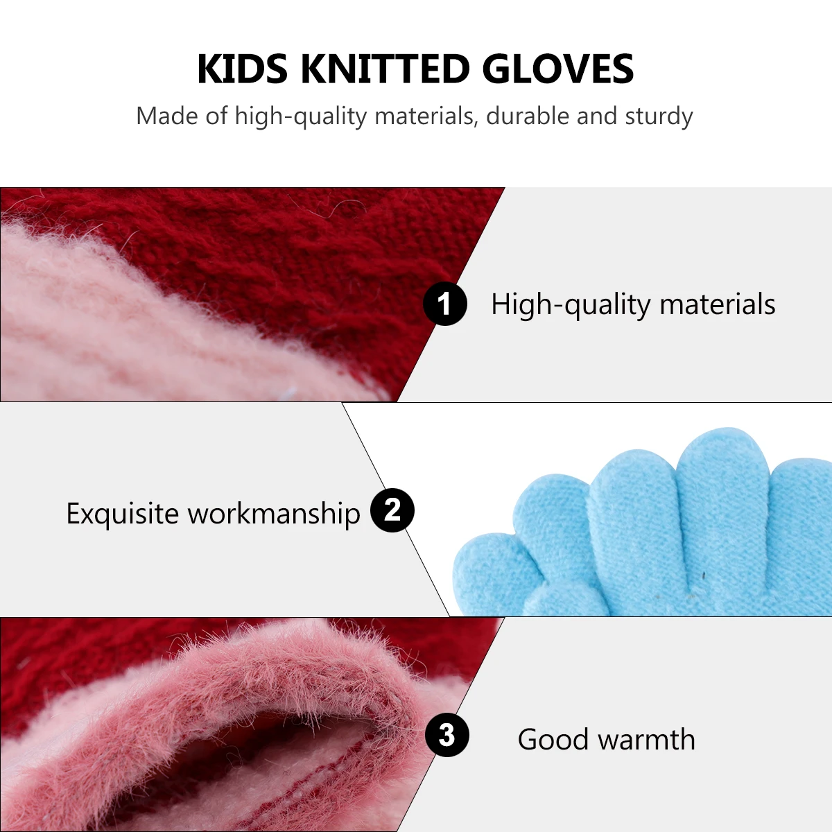 

6pcs Warm Gloves for Kids Winter Full Finger Knitted Toddler Mittens Mittens for Cold Days Gift Clothing Accessory
