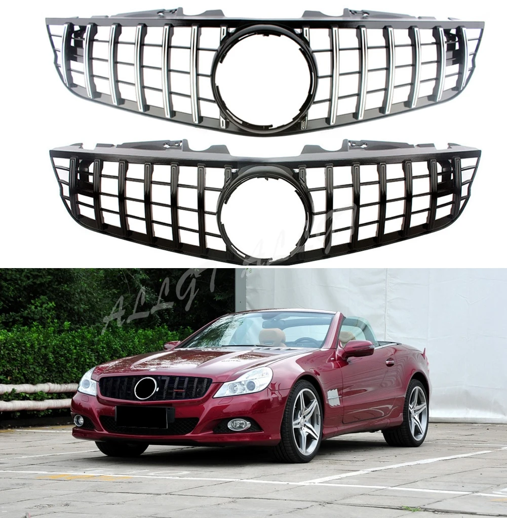 Front Racing Facelift Grill Upper Billet Grille Cover For Mercedes-Benz SL Class SL450 SL500 SL550 SL600 R230 2008-2012 Panamera