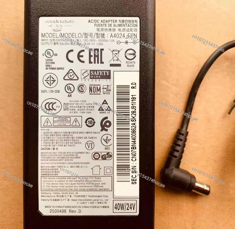 24V 1.66A AC DC Adaptador A4024_FPN A3024-FPN Para SAMSUNG HW-H750 SOUNDBAR HW-K450 K550 K650 HW-N450 HW-J550 Carregador de fonte de alimentação