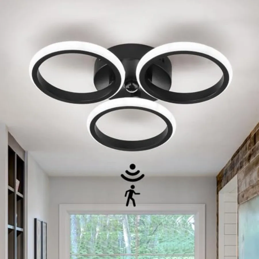 Led Light Indoor 24w Semi Flush Mount Ceiling Light Fixture 6000k Modern Light for Hallway Porch Stair Closet Laundry