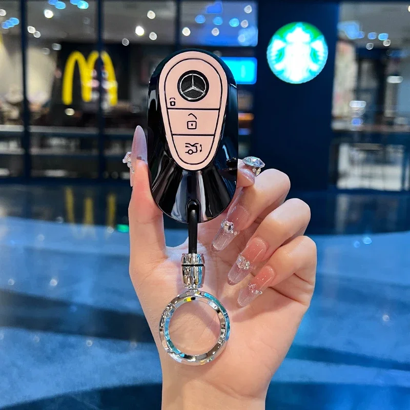 For Mercedes Benz W206 W223 C S Class S350 C200 C260 C300 S400 S450 S500 S480 S580 TPU car key case cover remote holder keychain