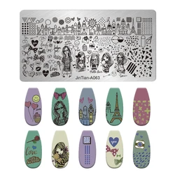 Cartoon Girls Cat Nail Art Stamp Plate Flowers Design Nail Stamping Template Image Stencil Plate Geomatry Pattern Nail Art Tools