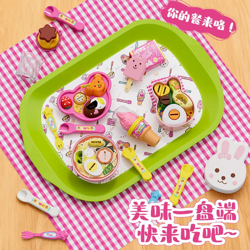 1セットのかわいい子供向けおもちゃシリーズ、シミュレーションアイスクリーム/プリン/弁当/ラーメン、楽しいごっこ遊び、ハッピーゲームおもちゃギフト
