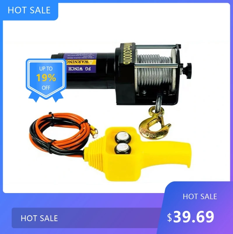 

0728 A1 Electric Winch 12V/24V 3000lb Off-Road Heavy Truck Trailer Winch Kit with 600kg Load Capacity And 6M Steel