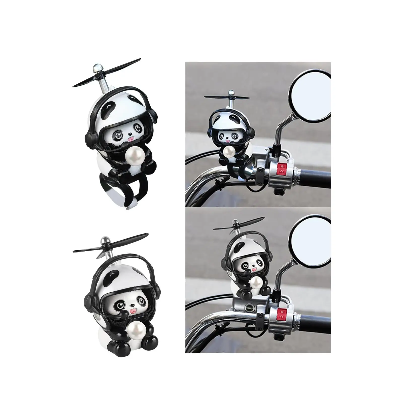 

Bike Handlebars Mount Doll with Propeller, Bike Handlebar Accessories, Electric Car Panda Doll Ornaments, for Bikes