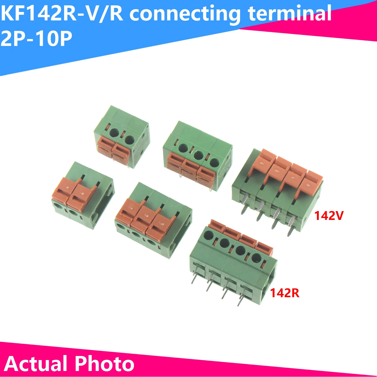 

5pcs KF142R-V/R 5.08MM 2/3/4/5/6/7 / 8P Pitch 5.08mm Screwless self-locking push type quick terminal block