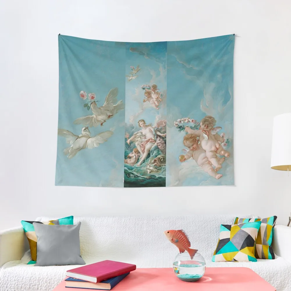 

VENUS ON THE WAVES ,White doves and Cupids by Boucher Tapestry Funny House Decorations Tapestry