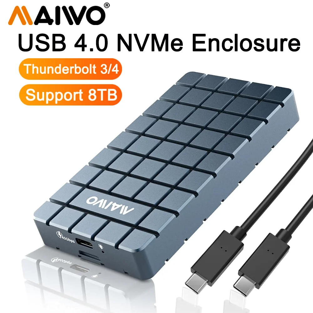 

MAIWO 40Gbps NVMe SSD Case SSD Enclosure M.2 to USB4.0 Adapter for Type-C 2280 M.2 NVME PCIE Built-in Cooling Vest Aluminum Case