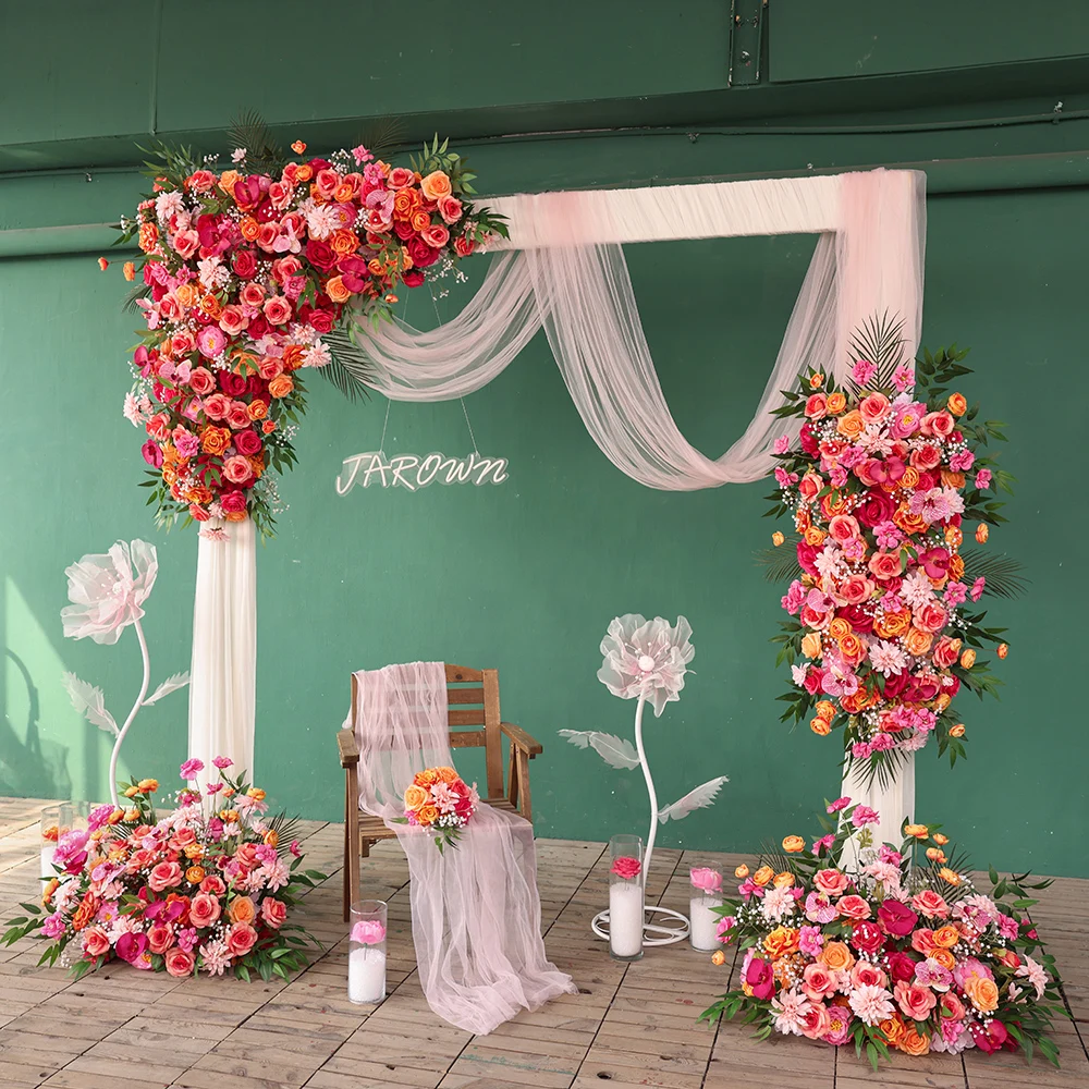 Rosa laranja série artificial rosa orquídea arranjo de flores para eventos de casamento pano de fundo decorações do dia dos namorados