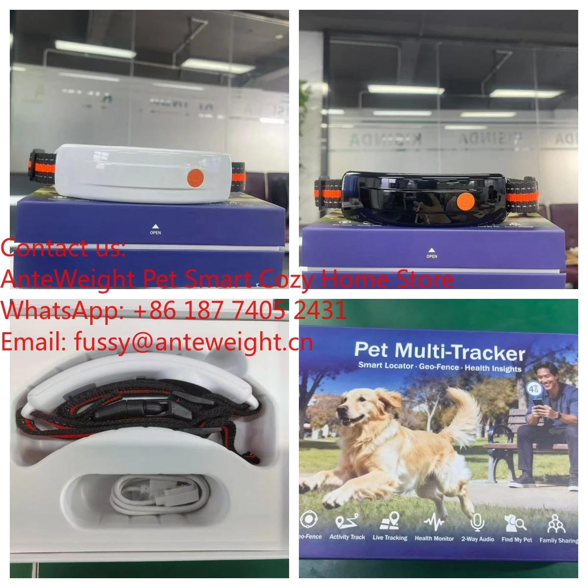 Rechargeable AI Tracking Device and Training Pets Dog Cat Pet GPS Health tracker Collar