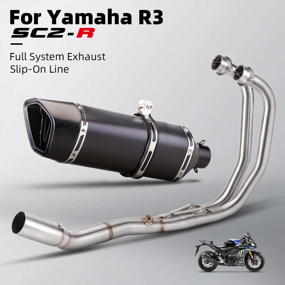 FOR R3 R25 V1 V2 V3 MT25 MT03 Straight Motorcycle Full System Exhaust Header Manifold Stainless Steel muffler 2015-2023