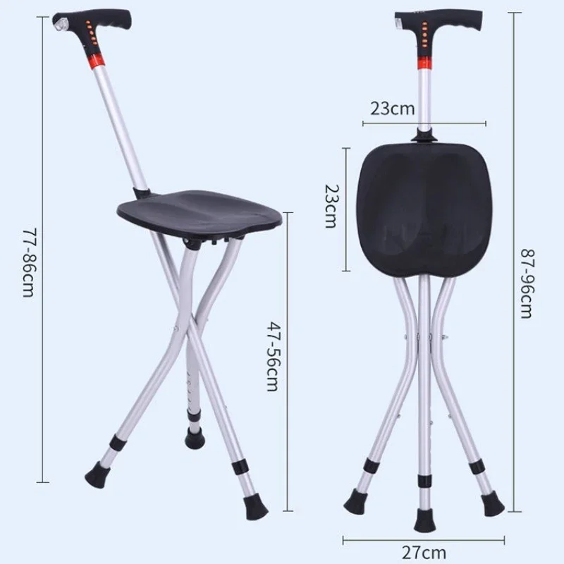 Elderly Folding Cane Stool Portable Walking Stick with Seat Non Slip Lightweight Multifunctional Mobility for Seniors Outdoor