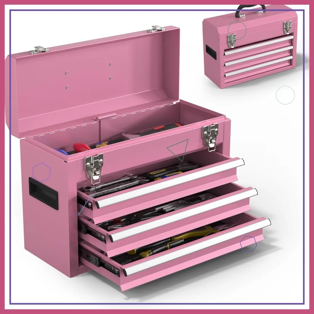 

Heavy-Duty Pink Metal Tool Chest with 5 Drawers, Powder-Coated for Garage & Home
