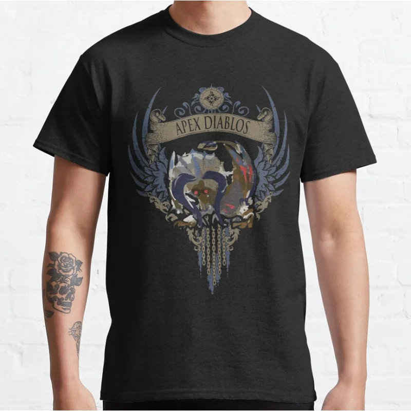 

APEX DIABLOS 0220 Monster hunter world gift t shirt for men Cartoon Video game MHW Graphic Tee Y2K Clothes All size tops S-6XL