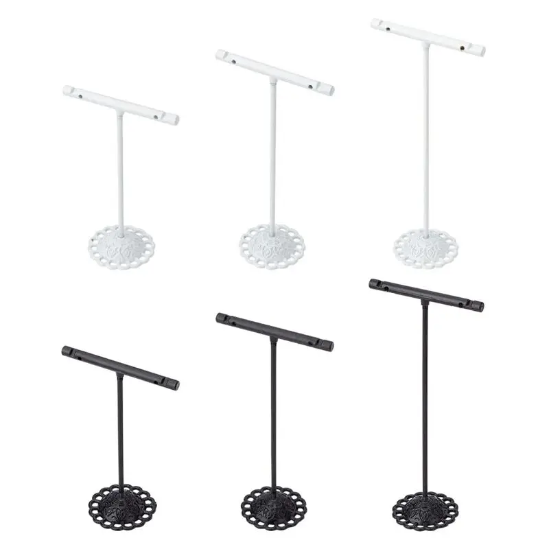 A96Q-6Pcs Metal T Bar Earring Display T Shape Stand Jewlery Showcase Organizer Display Rack for Jewelry Exhibition Showcase