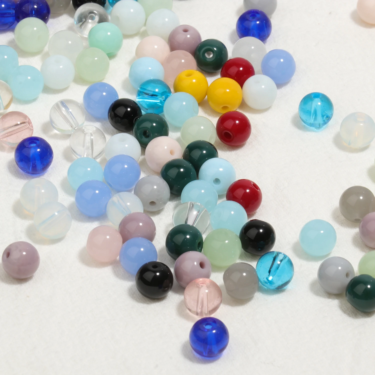 50pcs/pack 8mm Mixed Glass Crystal Stone Beads Round Loose Quartzs Beads Charms Needlework Jewelry Making Bracelet DIY Supplies