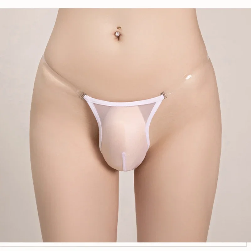 

G-String & Thongs Man Low Waist Sissy Jock Strap Oil Shiny Glossy Transparent Jockstrap Convex Pouch Ultra-Thin Bikini Thongs