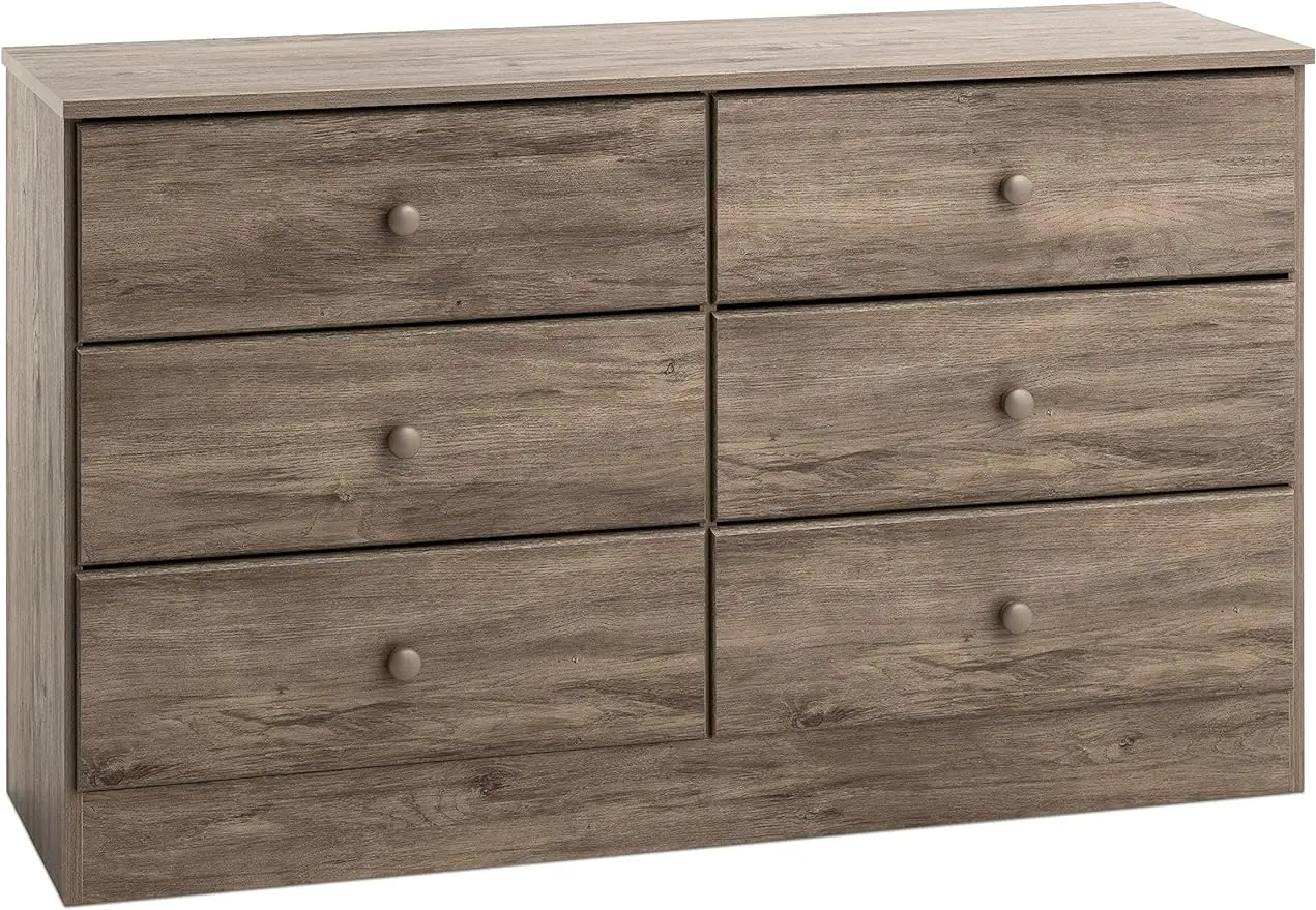 

6-Drawer Dresser for Bedroom, Functional Bedroom Dresser Chest of Drawers 16" D x 47.25" W x 28.25" H, Drifted Gray