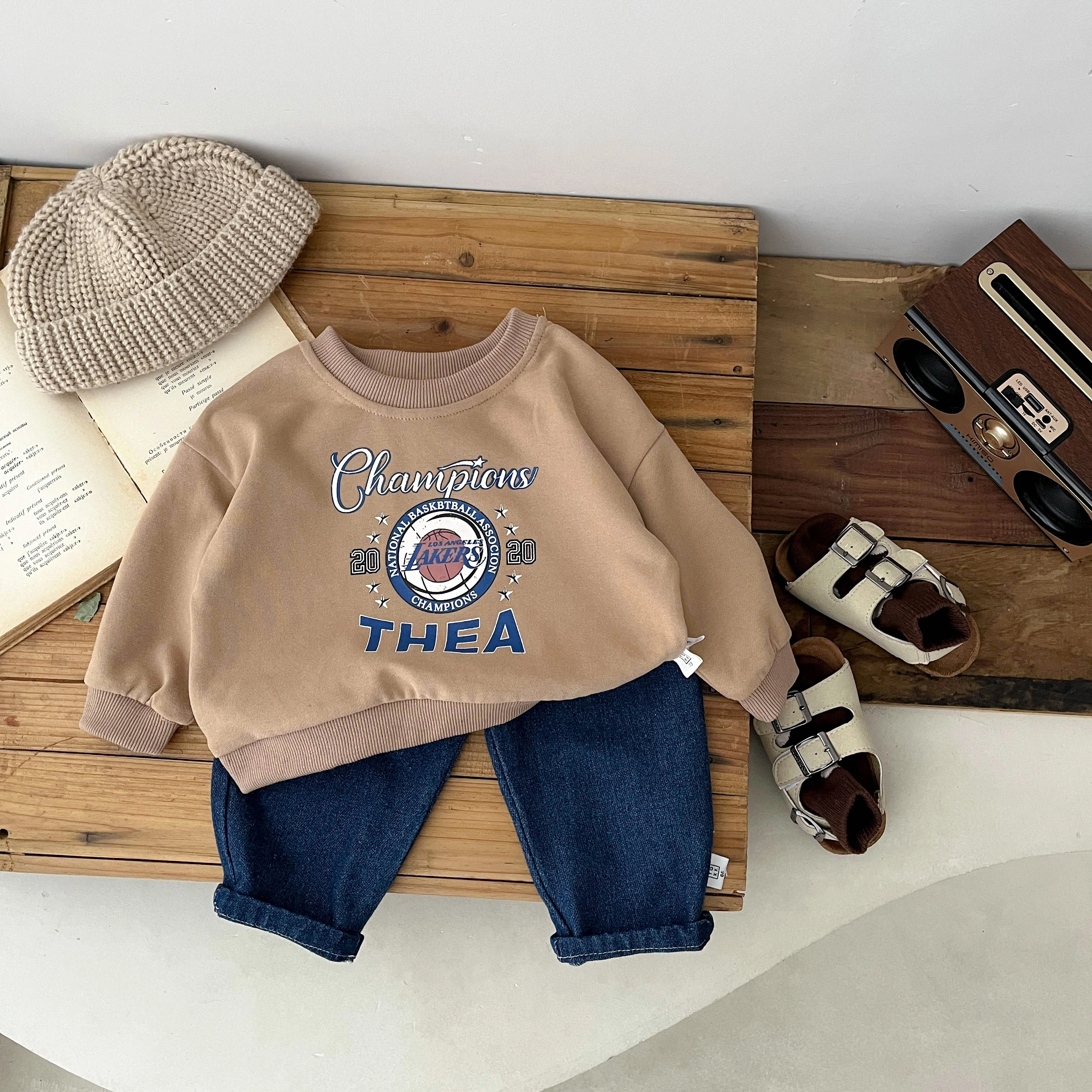 Spring And Autumn Newborn Baby Girls And Boys Sweater Cotton O-neck Travel Printing Long-sleeved Korean Fashion Soft Casual